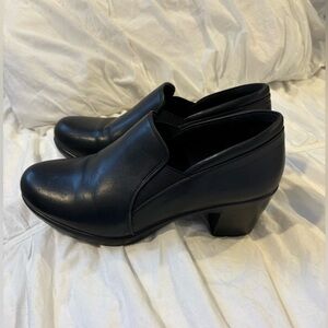 Dream Pairs Black Slip-On Heeled Loafers | Comfort Work Shoes | Size 9W